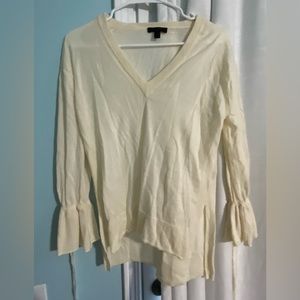 J Crew Ivory Low Cut Sweater Size S